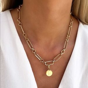 Abbott Lyon Circular Figaro Chain Necklace (Gold)
